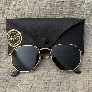Ray-Ban Gold Frame Sunglasses with Dark Lenses